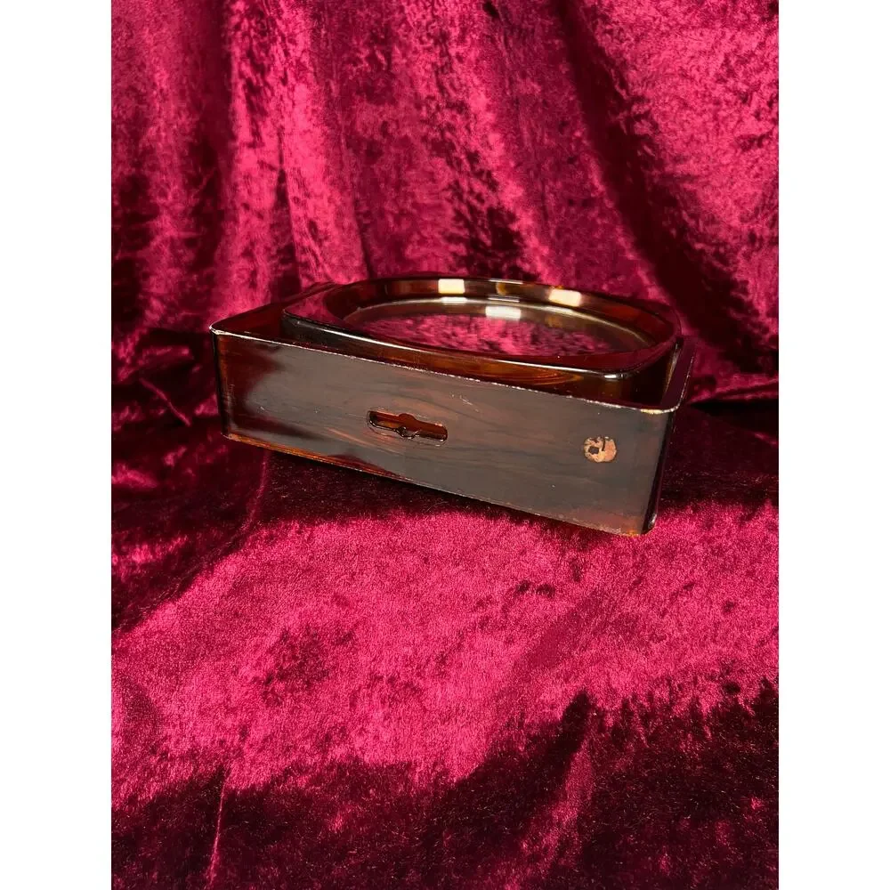 Vintage Tortoiseshell  Lucite Vanity Mirror - Swivel Tabletop Makeup Mirror